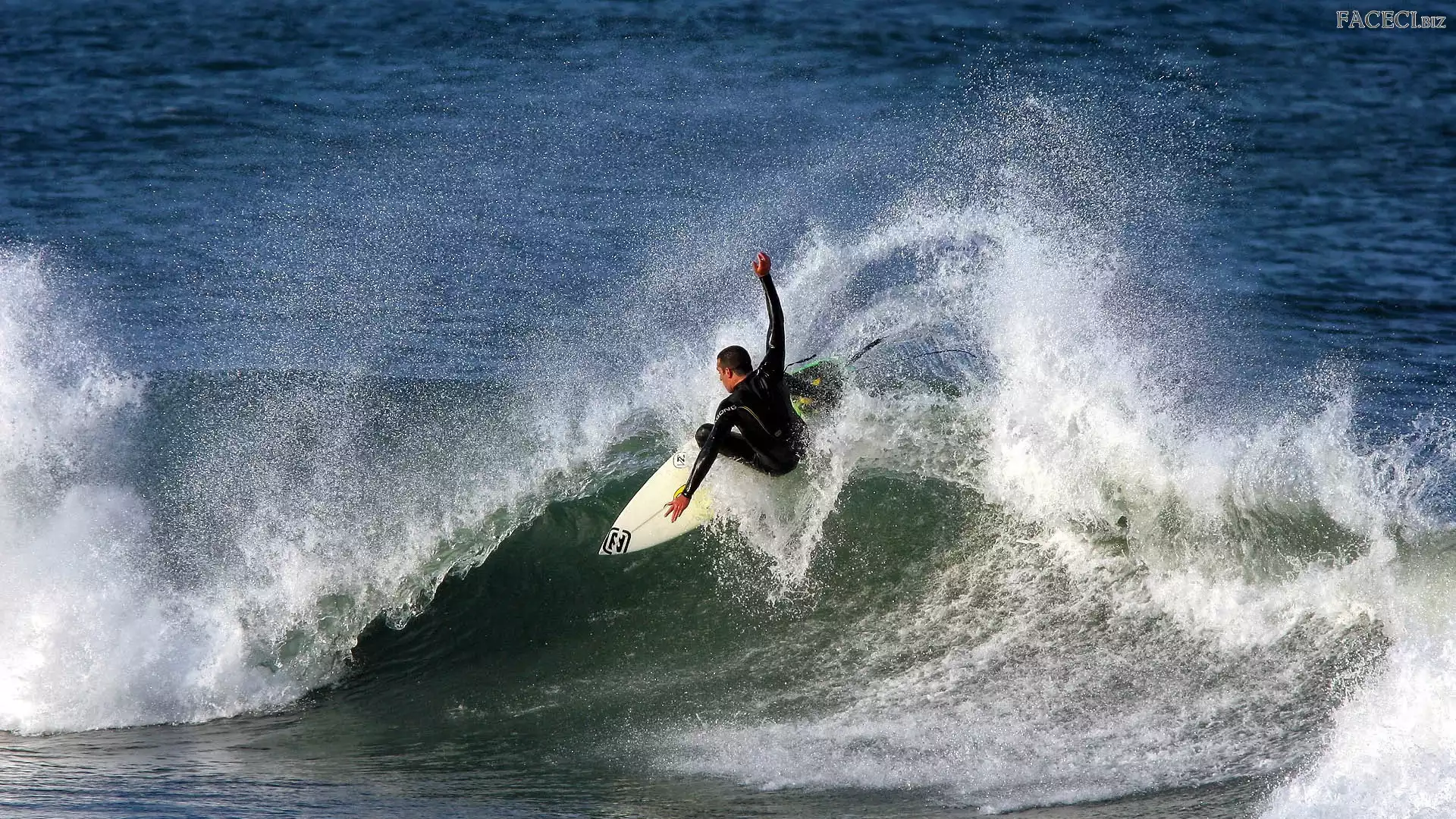 Morze, Surfing, Mężczyzna, Fala